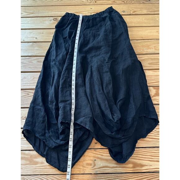 Tempo Paris 100% Linen Skirt Size Medium Women’s Black Pull On - Picture 6 of 7